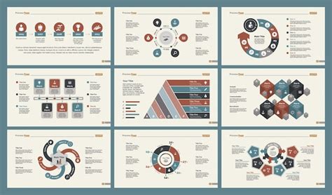 Free Vector | Six finance charts slide templates set