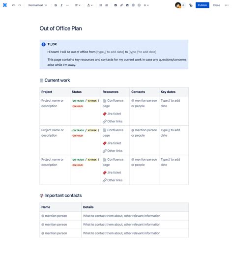 Out of office plan template | Atlassian