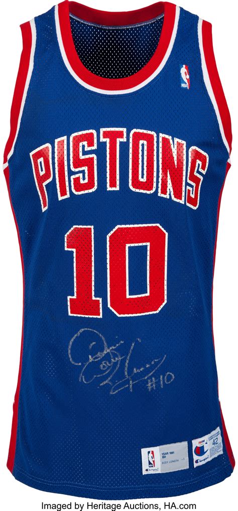 1991-92 Dennis Rodman Game Worn, Signed Detroit Pistons Jersey from ...