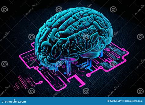 A Glowing Brain on a Chip, the Concept of Artificial Intelligence Stock ...