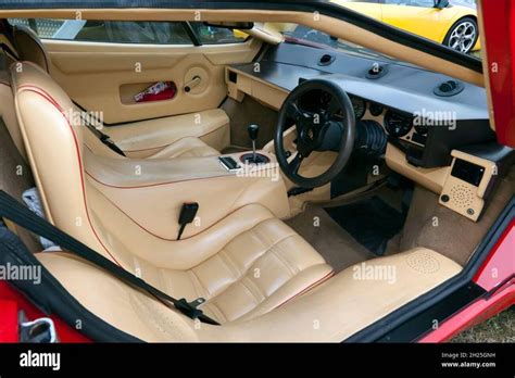 Download this stock image: Interior view of a 1988, Red Lamborghini ...