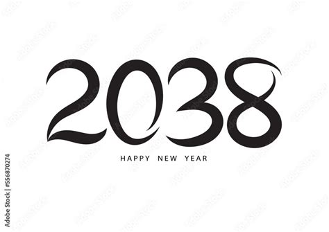 2038 happy new year black color vector, 2038 number design, 2038 year vector illustration, Black ...