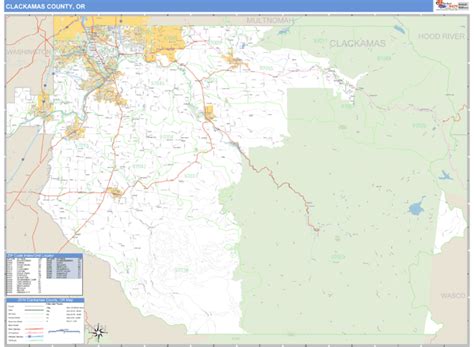 Clackamas County, Oregon Zip Code Wall Map | Maps.com.com