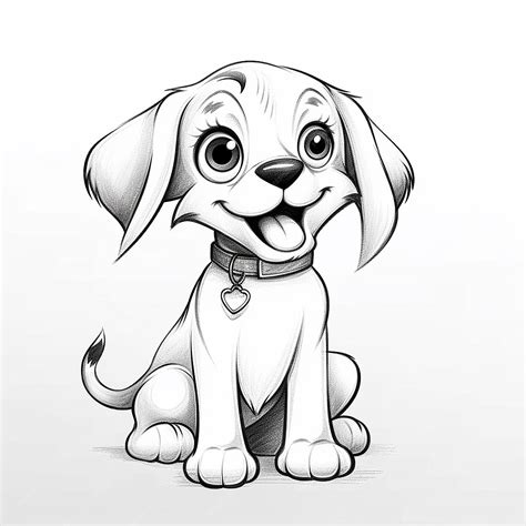 Premium AI Image | Super cute puppy line art dog animal white background AI Generated image