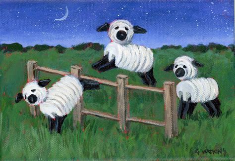 Counting Sheep Matted Print of an Original Acrylic Painting - Etsy