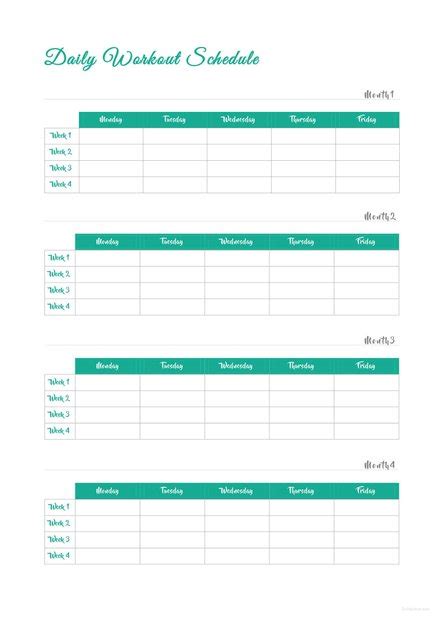 Workout Schedule - 18+ Examples, Format, How to Build, PDF