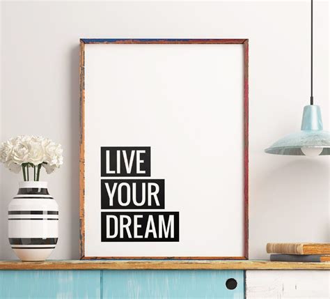 Live Your Dream Printable Art Typography Poster | Etsy | Printable ...