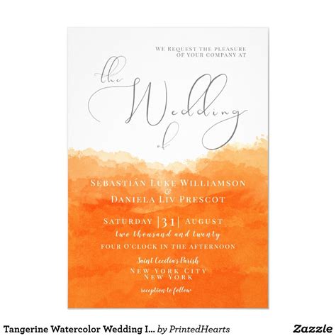 Tangerine Watercolor Wedding Invitation | Zazzle.com in 2021 | Orange ...