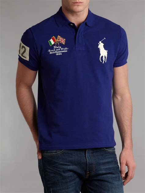 Polo ralph lauren Italy Custom Fitted Polo Shirt in Blue for Men | Lyst