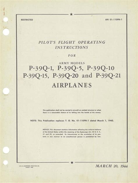 BELL P-39 AIRACOBRA - Flight Manuals