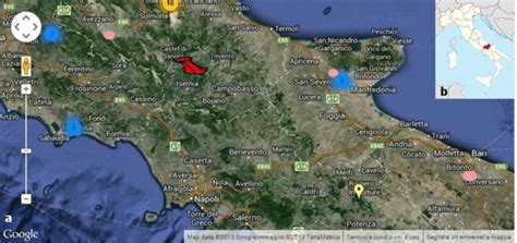 a) Map of Italy with the enlightened Molise region (Image from ...