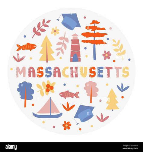 USA collection. Vector illustration of Massachusetts theme. State ...