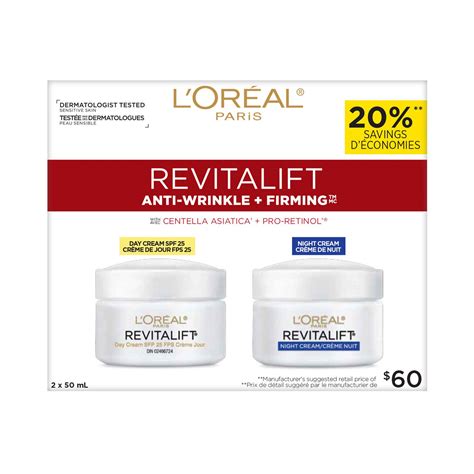 L'Oreal Paris Revitalift Anti-Wrinkle + Firming Anti-Aging Cream Day & Night Moisturizers , with ...