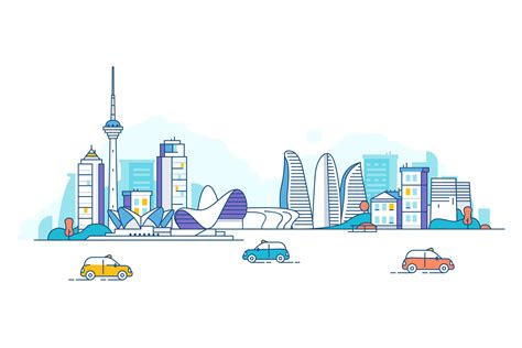 Baku Skyline ~ Illustrations ~ Creative Market