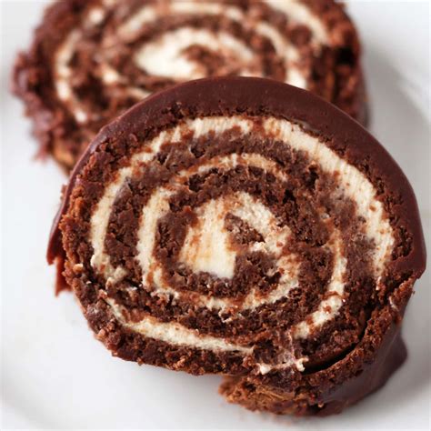 chocolate roll cake with cream cheese filling