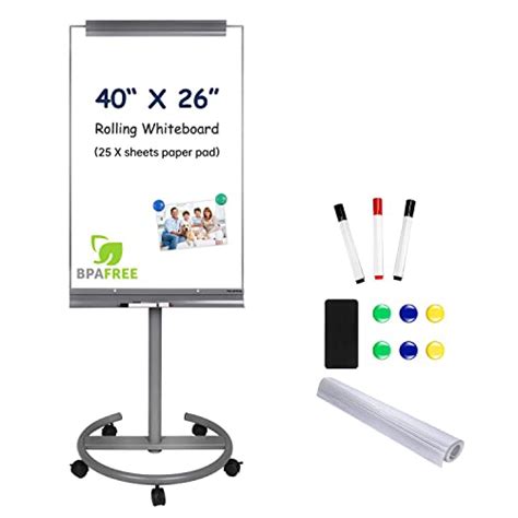 TSJ OFFICE Mobile Standing Whiteboard - 40 x 26 Inches Dry Erase White ...