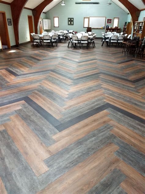 EF Contract's Aged Wood Collection (6" x 48") Herringbone Installation ...