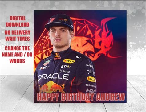 Max Verstappen Birthday Card Instant Download Red Bull - Etsy