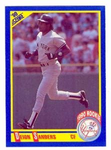 Deion Sanders Baseball Card (New York Yankees Rookie Card) 1990 Score #586