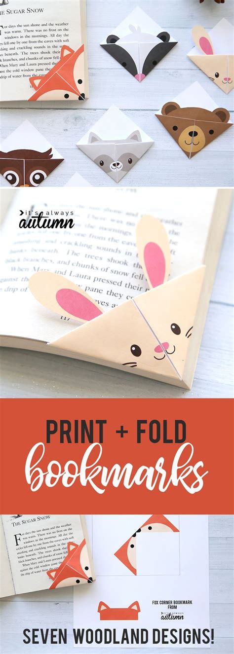 DIY woodland animals origami bookmarks {print + fold} | Origami bookmark, Origami bookmarks ...