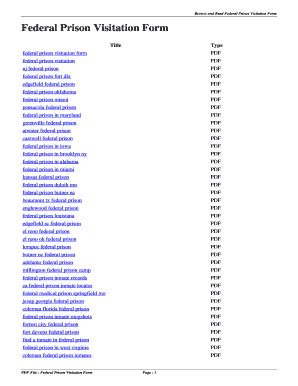 Federal Prison Visitation Form - Fill Online, Printable, Fillable, Blank | pdfFiller