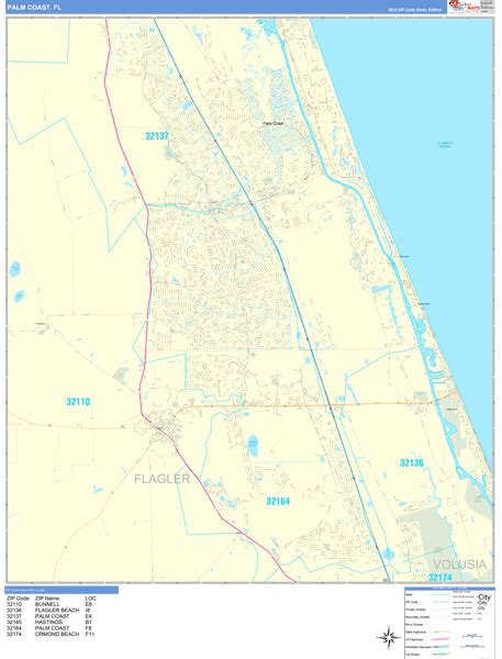 Palm Coast Florida Wall Map (Basic Style) by MarketMAPS - MapSales