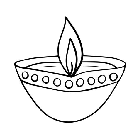 Happy Diwali greeting card with diya lamp. Vector Diwali lamp sketch ...