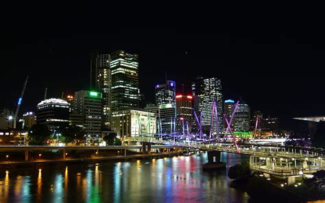 Brisbane by Night, architecture, bridge, skyline, river, bonito, lights ...