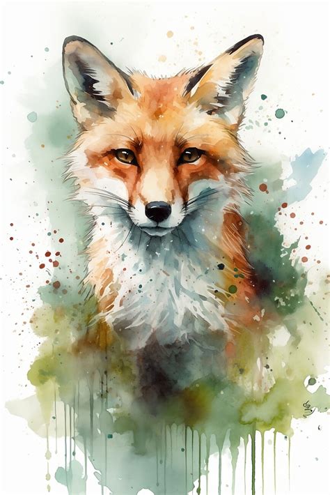 Wall Art Print | Fox watercolor image | Europosters