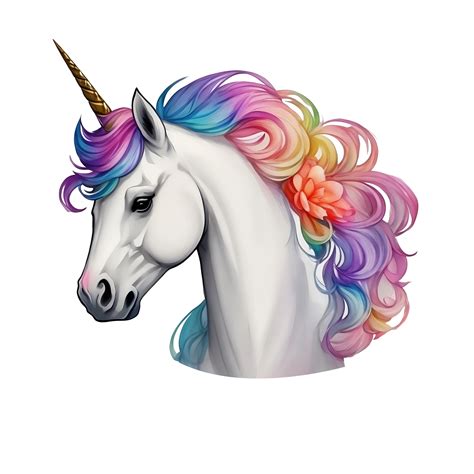 Rainbow unicorn head 27199618 PNG