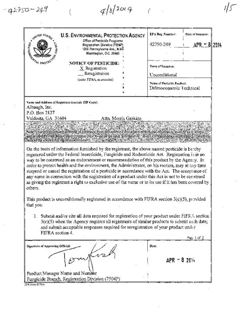 Fillable Online US EPA, Pesticide Product Label, DIFENOCONAZOLE ...