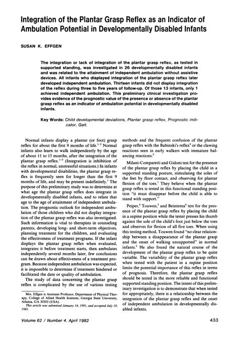 (PDF) Integration of the Plantar Grasp Reflex as an Indicator of Ambulation Potential in ...