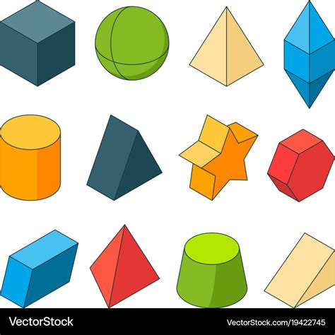 3d model of geometry shapes colored pictures sets Vector Image