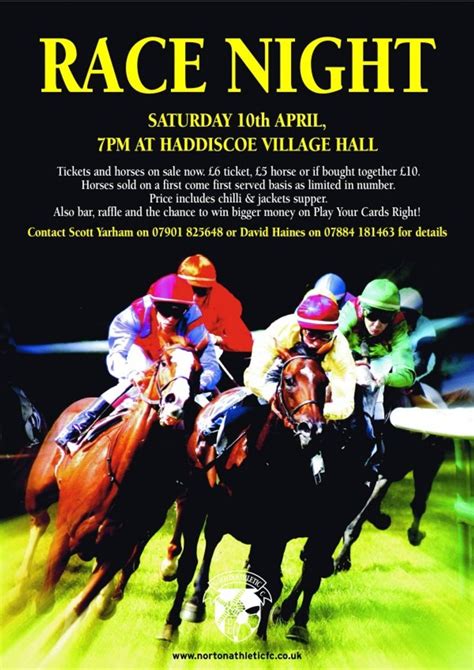 Race Night Tickets on Sale Now - News - Norton Athletic FC