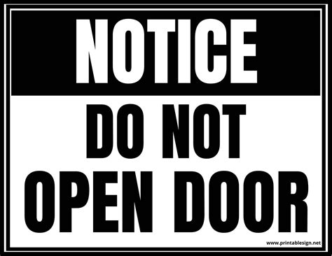 Black And White Do Not Open Door Sign | FREE Download