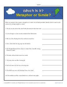 6th Grade Simile And Metaphor Worksheets – Kidsworksheetfun