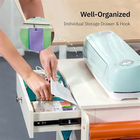 Oem Organization Rolling Storage Cabinet Cart Compatible Heat Presses Crafting Desk Craft Table ...