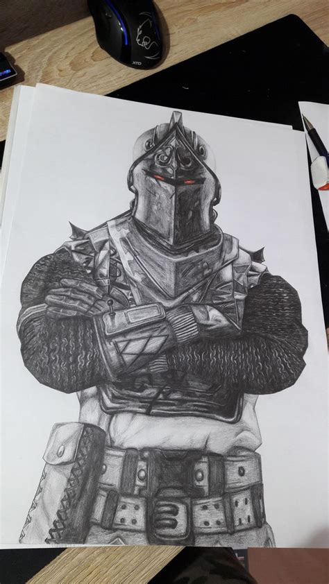 Black Knight Fortnite Drawing 30 x 40 cm | Knight drawing, Dancing ...