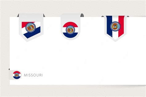 Premium Vector | Label flag collection of us state missouri in ...