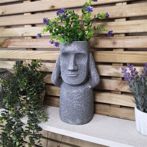 30cm Easter Island Hear No Evil Garden Patio Decoration Sculpture Plan – Cheaper Online