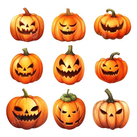 Set Of Watercolor Halloween Pumpkins Set 3 Vector Illustration, Ghost, Halloween Cartoon, Scary ...