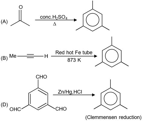 The reaction(s) leading to the formation of 1,3,5-trimethylbenzene is (are):