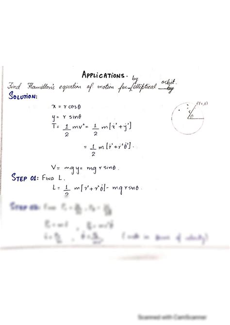 SOLUTION: Applications of Hamilton's equation of motion - Studypool