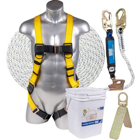 Palmer Safety Fall Protection Roofing Bucket Kit I Full-Body Harness, 50' Vertical Rope & Anchor ...