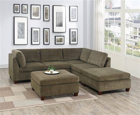 Contemporary Modern Unique Modular 6pc Sectional Sofa Set Tan Color ...
