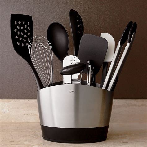 OXO Utensil Set: 10 Piece Holder with Tools + Reviews | Crate and Barrel | Utensil set, Crate ...