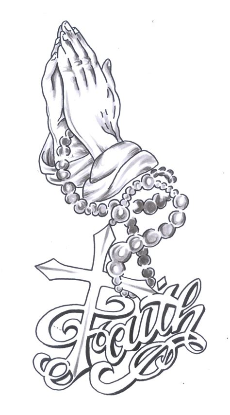 black praying hands with rosary - Clip Art Library