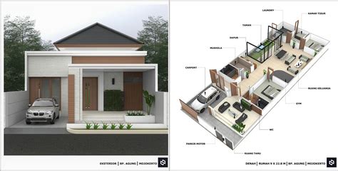 Denah Rumah 3 Kamar Tidur 1 Mushola - Desain Rumah