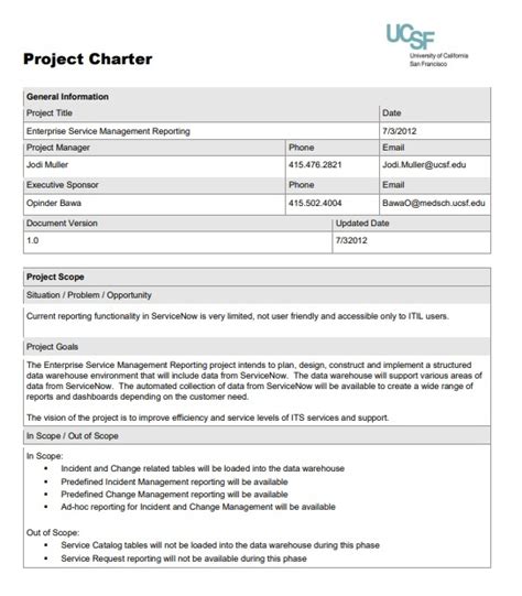 Project Charter Template | Free Word Templates