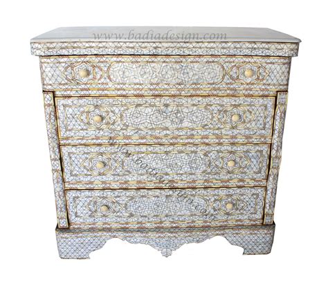 White Moroccan Mother of Pearl Dresser from Badia Design Inc.